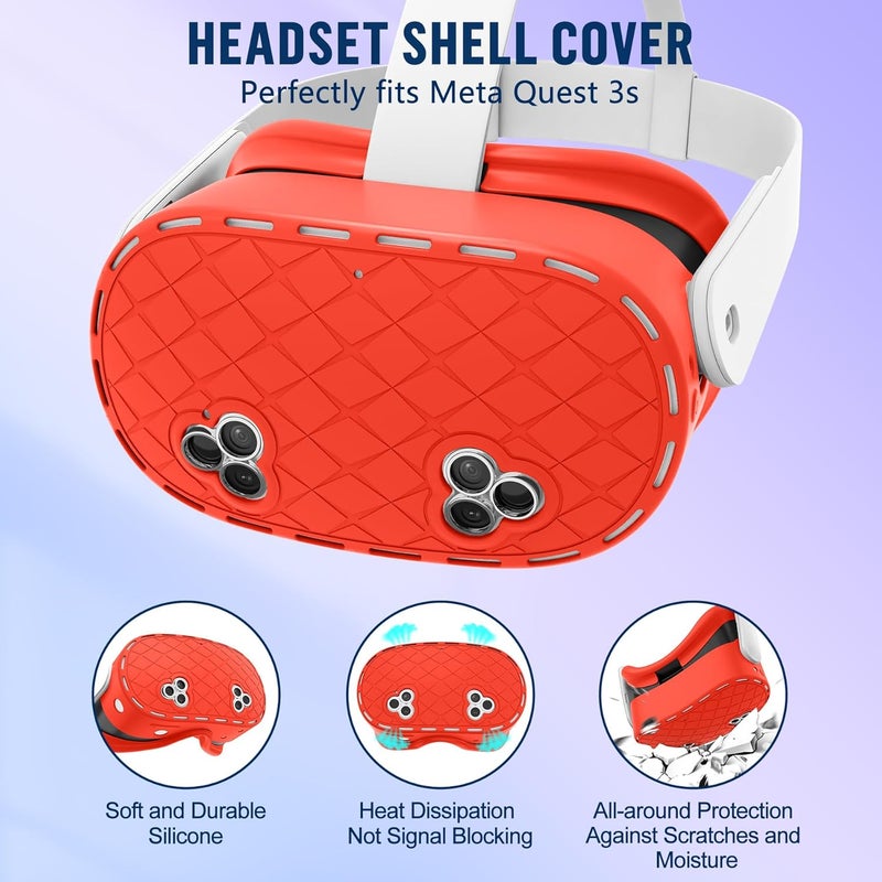 ms cleo Silicone Cover Set Compatible with Meta/Oculus Quest 3s Accessories, Silicone Face Cover, Controller Grip Cover, Camera Lens Protector, VR Shell Cover, Protective Lens Cover, Not Fit Quest 3 - Image 2